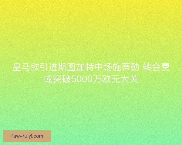 皇马欲引进斯图加特中场施蒂勒 转会费或突破5000万欧元大关