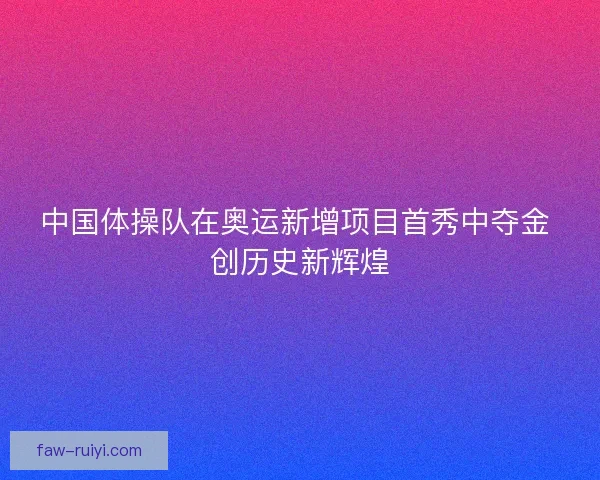 中国体操队在奥运新增项目首秀中夺金 创历史新辉煌